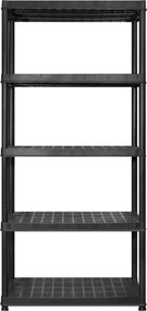 vidaXL Ραφιέρα Αποθήκευσης 5 Επιπέδων Μαύρη 366x45,7x185 εκ. Πλαστική