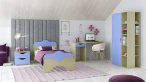 Intrahome Παιδικό δωμάτιο "ΠΑΖ" σετ 4 τμχ. σε χρώμα δρυς-μπλε Intrahomesa-00652330