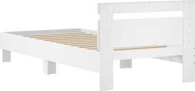 vidaXL Κρεβάτι με Κεφαλάρι Λευκό 80 x 200 cm Επεξεργασμένο Ξύλο