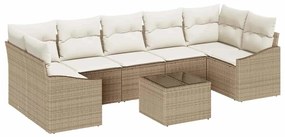 vidaXL Σετ Καναπέ Κήπου με μαξιλάρι 8 pcs Μπεζ, Κρέμα 55 x 55 x 37 εκ