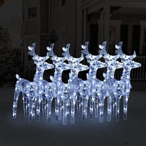 vidaXL Χριστουγεννιάτικοι Τάρανδοι 6 τεμ. 240 LED Ψυχρό Λευκό Ακρυλικό