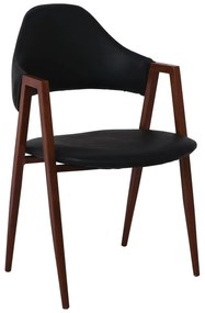 WOODWELL ΕΜ130,7DELTA Πολυθρόνα Μέταλλο Βαφή Καρυδί, Pu Μαύρο 51x51x81cm ΕΜ130,7