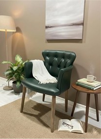 Stewehome πολυθρόνα από δέρμα με ξύλινα πόδια 60x60 cm