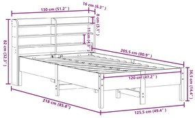 Σκελετός Κρεβ. Χωρίς Στρώμα Καφέ Κεριού 120x200 εκ Μασίφ Πεύκο - Καφέ