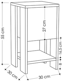 Κομοδίνο Ema χρώμα λευκό antique-μόκα 30x30x55εκ 30x30x55 εκ.