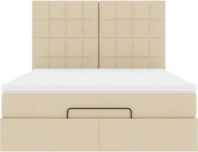 vidaXL Οθωμανικό κρεβάτι με στρώμα Cream 140x190cm ύφασμα