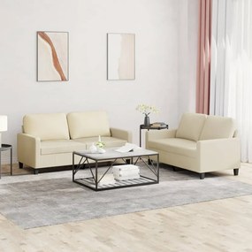 vidaXL Πολυθρόνες Σετ 2 Τεμαχίων Κρεμ Συνθετικό Δέρμα με Μαξιλάρια