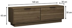 Έπιπλο τηλεόρασης Lisa Megapap χρώμα καρυδί 140x35x43cm.