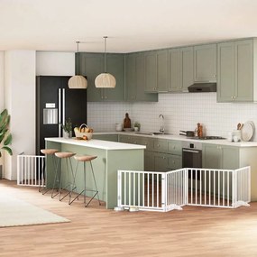 Διαχωριστικό Σκύλων/Πόρτα Πτυσσόμενο 12 Πάνελ 960εκ Ξύλο Λεύκας