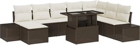 vidaXL Σετ Καναπέ Κήπου με αποθήκευση 9 pcs Καφέ Πολυ ράταν