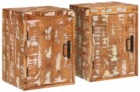 vidaXL Κομοδίνο 2 pcs Καφέ 35 x 33 x 48 εκ Ανακτημένο Στερεό Ξύλο