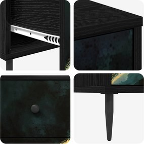 vidaXL Κομοδίνο WIJHE Μαύρη Δρυς 36 x 33 x 61 εκ. Επεξεργασμένο Ξύλο