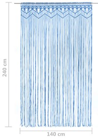 Κουρτίνα Μακραμέ Μπλε 140 x 240 εκ. Βαμβακερή - Μπλε