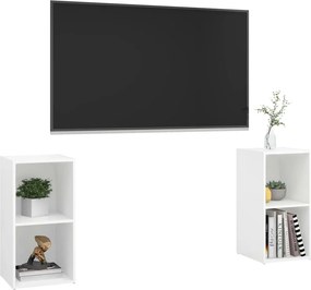 vidaXL Έπιπλα Τηλεόρασης 2 τεμ. Λευκά 72 x 35 x 36,5 εκ. Επεξ. Ξύλο