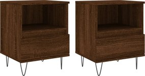 vidaXL Κομοδίνα 2 τεμ. Καφέ Δρυς 40 x 35 x 50 εκ. από Επεξεργ. Ξύλο
