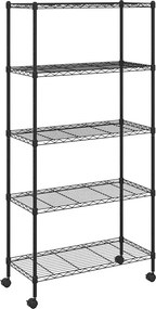 vidaXL Ραφιέρα 5 Επιπέδων με Τροχούς Μαύρη 75x35x155 εκ. 250 κ.