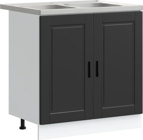 vidaXL Βάση νιπτήρα με αποθήκευση Porto 2 pcs Μαύρο Επεξεργασμένο ξύλο