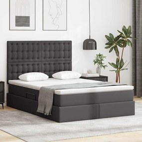 vidaXL Κρεβάτι Αποθήκης με κεφαλάρι Γκρι 140 x 200 cm Τεχνητό Δέρμα