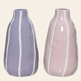 Beauty Home Βάζο Πορσελάνης με Ρίγα 11.2 x 20.9 CM  Μωβ