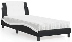 Σκελετός Κρεβατιού Χωρίς Στρώμα Zadar Μαύρο/Λευκό 90x190 εκ. από Συνθετικό Δέρμα