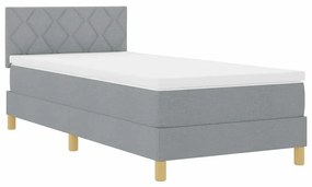 vidaXL Κρεβάτι με ελατήρια με στρώμα Ανοιχτό γκρι 100 x 200 cm ύφασμα