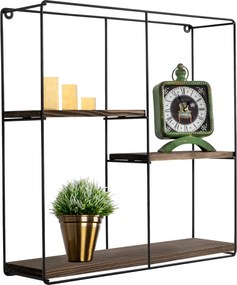 Ράφι Τοίχου Μαύρο / Καρυδιά LILAC 60x15x60