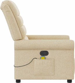 vidaXL Πολυθρόνα Μασάζ Ανακλινόμενη Κρεμ Υφασμάτινη