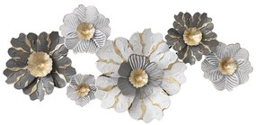 Διακοσμητικό τοίχου Daisy Inart μέταλλο σε χρυσή-λευκή απόχρωση 131x64x9.5εκ 131x64x9.5 εκ.