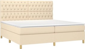 vidaXL Κρεβάτι Boxspring με Στρώμα Κρεμ 200x200 εκ. Υφασμάτινο