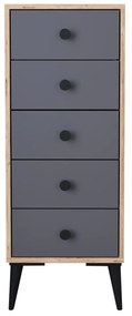Συρταριέρα AMARI Δρυς/Ανθρακί Μοριοσανίδα 43x43x114cm - 14870047