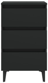 vidaXL Κομοδίνα 2 τεμ. Μαύρα 40 x 35 x 69 εκ. με Μεταλλικά Πόδια