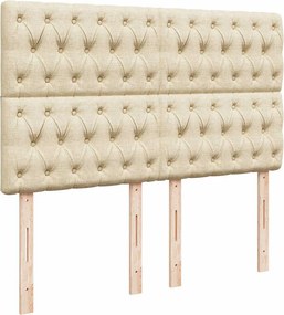 vidaXL Κρεβάτι Boxspring με Στρώμα Κρεμ 140x190 εκ. Υφασμάτινο