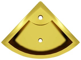 Νιπτήρας με Οπή Υπερχείλισης Χρυσός 45x32x12,5 εκ. Κεραμικός - Χρυσό