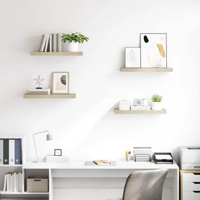 vidaXL Ράφια Τοίχου 4 τεμ. Χρώμα Δρυός 60x23,5x3,8 εκ. MDF
