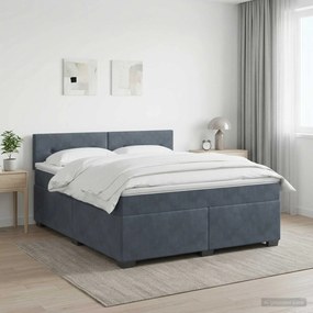 vidaXL Κρεβάτι box spring με στρώμα Σκούρο Γκρι 140 x 200 cm Βελούδο
