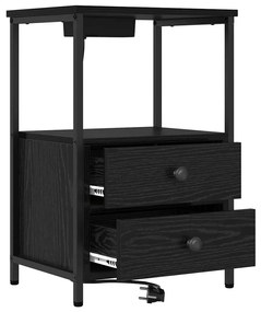 vidaXL Κομοδίνο με Σταθμό Φόρτισης 2 pcs Μαύρη δρυς Επεξεργασμένο ξύλο