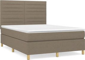 vidaXL Κρεβάτι Boxspring με Στρώμα Taupe 140x200 εκ. Υφασμάτινο