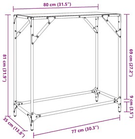 ΤΡΑΠΕΖΙ ΚΟΝΣΟΛΑ ΕΠΙΦΑΝΕΙΑ ΜΑΥΡΟ ΓΥΑΛΙ 80 X 35 X 81 ΕΚ. ΑΤΣΑΛΙ 846019