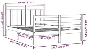 Πλαίσιο Κρεβατιού 140 x 200 εκ. από Μασίφ Ξύλο - Καφέ