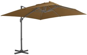 vidaXL Ομπρέλα Κρεμαστή Πρόβολος Taupe 300x300εκ. με Ιστό Αλουμινίου