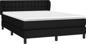 vidaXL Κρεβάτι Boxspring με Στρώμα Μαύρο 140x190 εκ. Υφασμάτινο