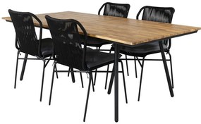 Σετ Τραπέζι και καρέκλες Dallas 3698, Ξύλο, Μέταλλο, Σχοινί, Ξύλο: Ακακία, Μαξιλάρι καθίσματος: Ναι | Epipla1.gr