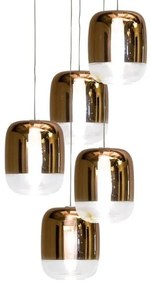 Πολυέλαιος Κρεμαστό Φωτιστικό Οροφής 5xLED 4,2W Dimmable Triac Φυσητό Γυαλί Βάση 15x15cm Gong Mini 5S Prandina-1A63002713099-Ροζ 1A63002713099