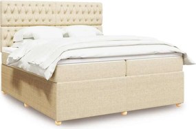 vidaXL Κρεβάτι Boxspring με Στρώμα Κρεμ 200x200 εκ. Υφασμάτινο