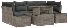 vidaXL Σετ Καναπέ Κήπου 7 pcs Γκρι Πολυέστερ και Κατασκευασμένο Ατσάλι