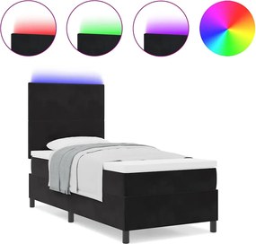 vidaXL LED Κρεβάτι με βάθρο με στρώμα Μαύρο 100 x 200 cm Βελούδο