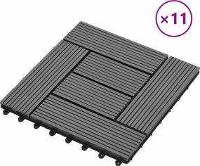 vidaXL Πλάκα Κατασκευής 11 pcs Γκρι 30 x 30 cm WPC
