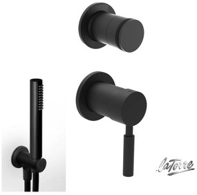La Torre NEW TECH Black matt 12051SP-400 34374-400 Μίκτης εντοιχισμού+εκτροπέας περιστροφικός 2 εξόδων+Παροχή νερού Στρογγυλή