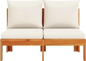 vidaXL Καναπές Κήπου Χωρίς Μπράτσα Διθέσιος Μασίφ Ακακία + Μαξιλάρια