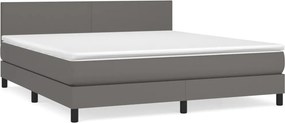 vidaXL Κρεβάτι Boxspring με Στρώμα Γκρι 160x200εκ. από Συνθετικό Δέρμα